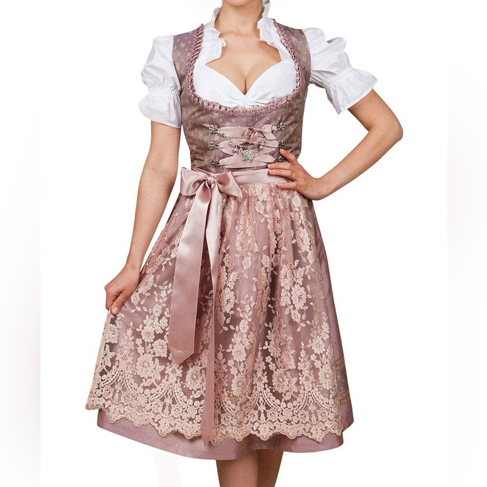 Edelnice Madeleine Trachtenmode Midi Dirndl Lace Apron Dress Charivari Chain 42